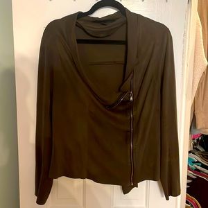 Green cardigan w gold zipper